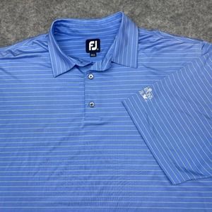 FJ Footjoy Mens Polo Shirt XL Blue Striped Short Sleeve Pullover Golf